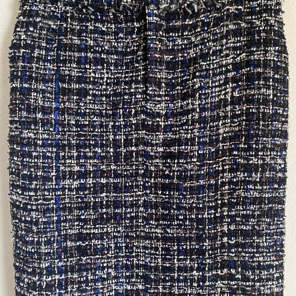 New L'Academie Tweed Office Siren Straight Black Multi Frayed Hem Maxi Skirt S - Picture 5 of 13